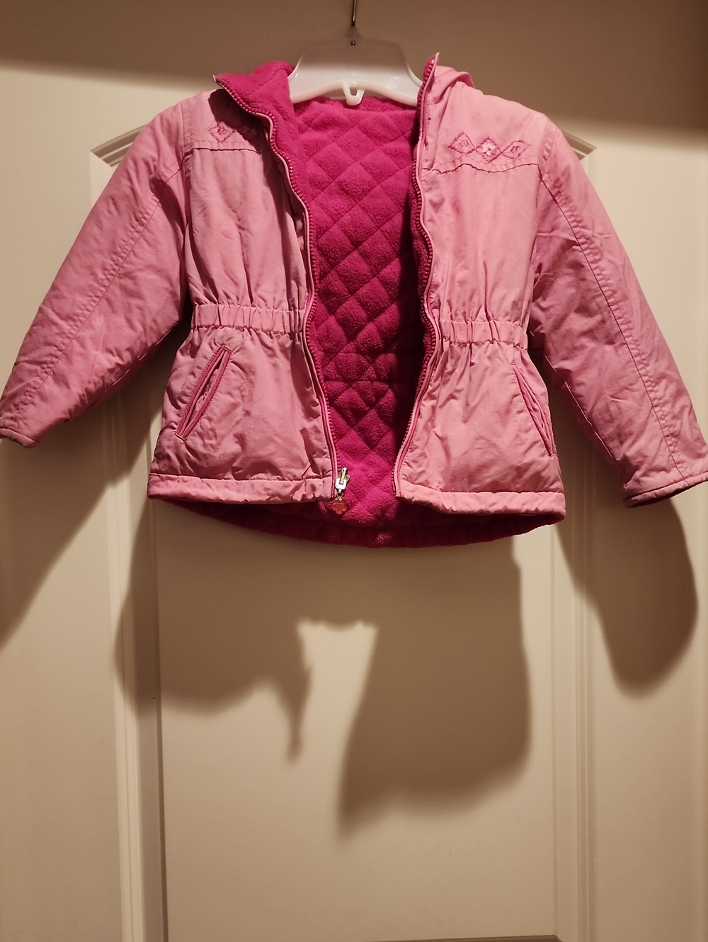 S. Rothschild VTG REVERSIBLE Pink & Fuchsia Fleece Puffer Jacket Coat Girls M3